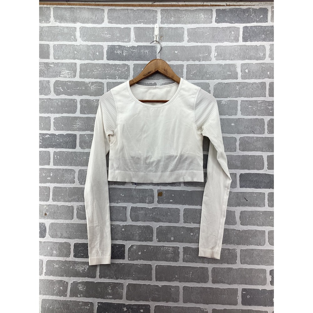 Lululemon Ebb to Street Long Sleeve Ribbed Crop Top White Size 8 LW3DZNS